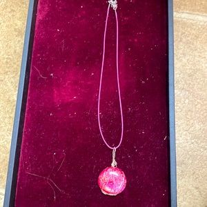 pink circle beauty wire wrap necklace